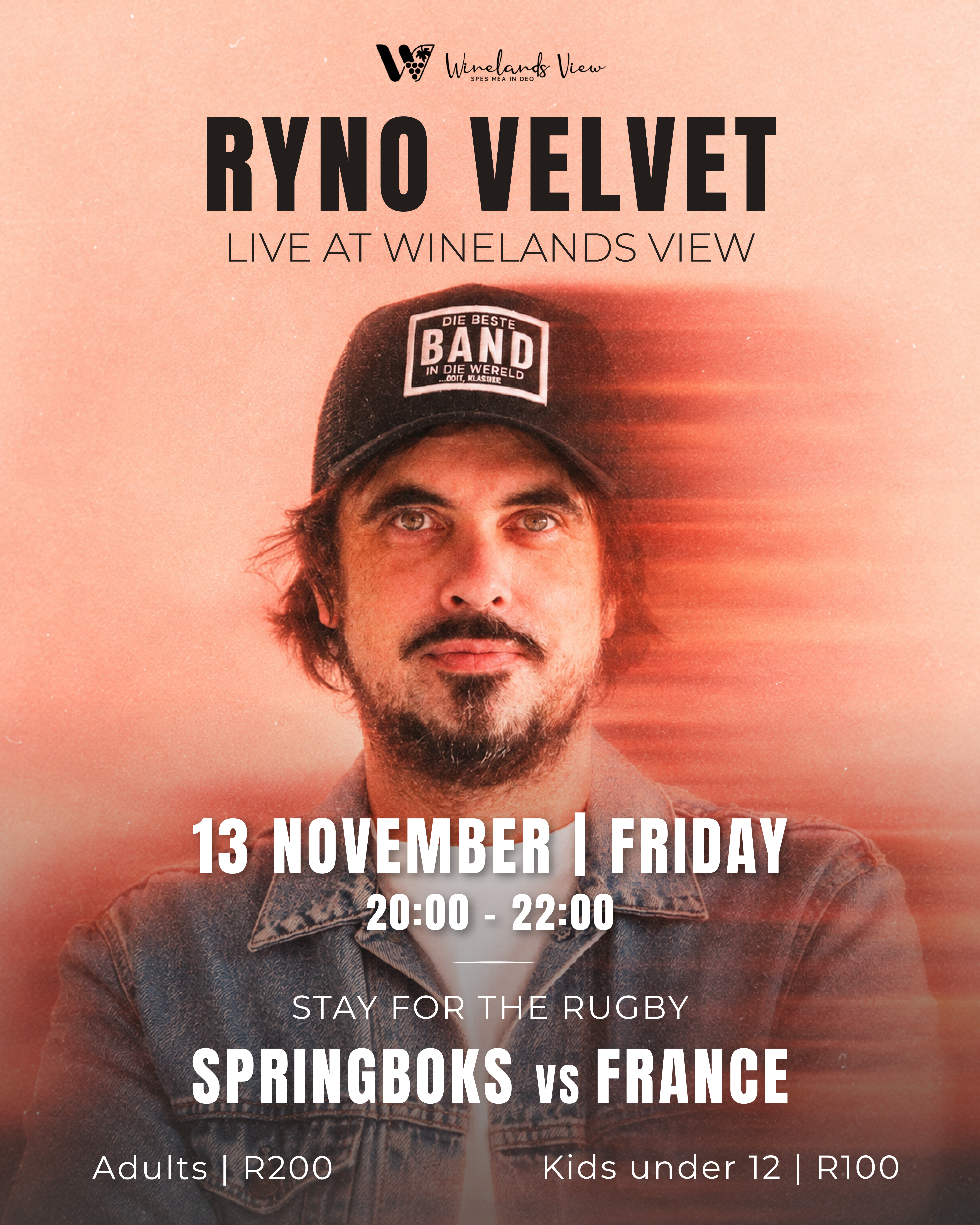 Book for Ryno Velvet. Stay for the Boks
